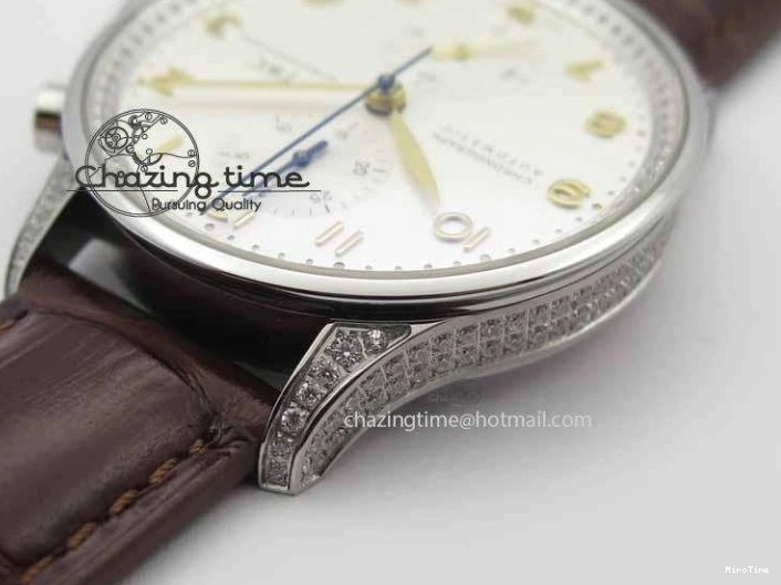 MIROTIME 0507 Portuguese IW3714 Diam ZF V2 1:1 Best Edition White Dial RG Numbers On Brown Leather Strap A79350 (Slim Movement) Fashionable 7246